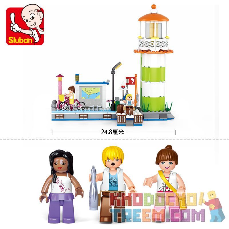 SLUBAN M38-B0607 B0607 0607 M38B0607 38-B0607 non  NGỌN HẢI ĐĂNG CẦU TÀU VỊNH DOLPHIN bộ đồ chơi xếp lắp ráp ghép mô hình Girl's Dream LIGHTHOUSE PIER Giấc Mơ Con Gái 277 khối