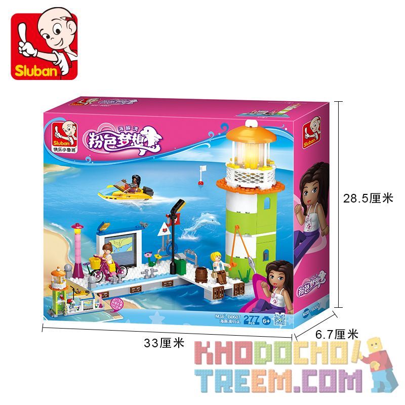 SLUBAN M38-B0607 B0607 0607 M38B0607 38-B0607 non  NGỌN HẢI ĐĂNG CẦU TÀU VỊNH DOLPHIN bộ đồ chơi xếp lắp ráp ghép mô hình Girl's Dream LIGHTHOUSE PIER Giấc Mơ Con Gái 277 khối