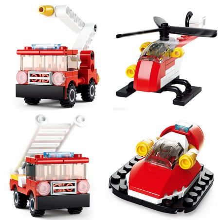 SLUBAN M38 non  4 LOẠI XE CỨU HỎA bộ đồ chơi xếp lắp ráp ghép mô hình Creator Sáng Tạo 138 khối