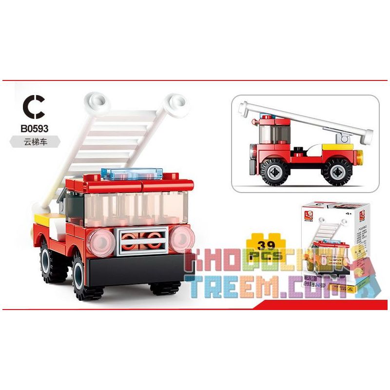 SLUBAN M38 non  4 LOẠI XE CỨU HỎA bộ đồ chơi xếp lắp ráp ghép mô hình Creator Sáng Tạo 138 khối