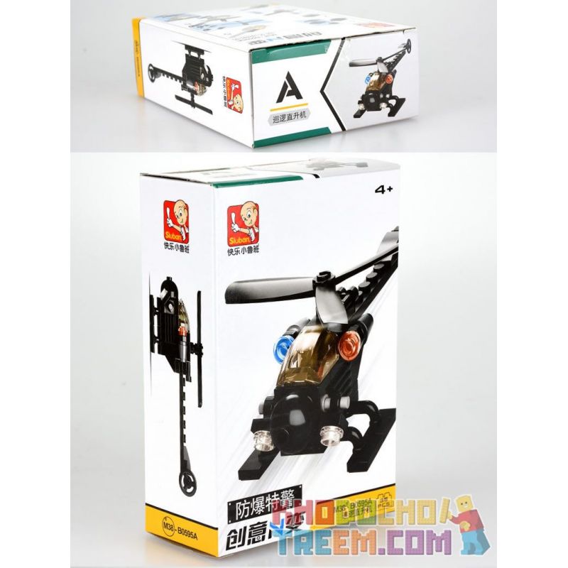 SLUBAN M38 non  CẢNH SÁT ĐẶC NHIỆM CHỐNG CHÁY NỔ 4 TRỰC THĂNG TUẦN TRA XE BỌC THÉP TẤN CÔNG bộ đồ chơi xếp lắp ráp ghép mô hình Creator Sáng Tạo 163 khối