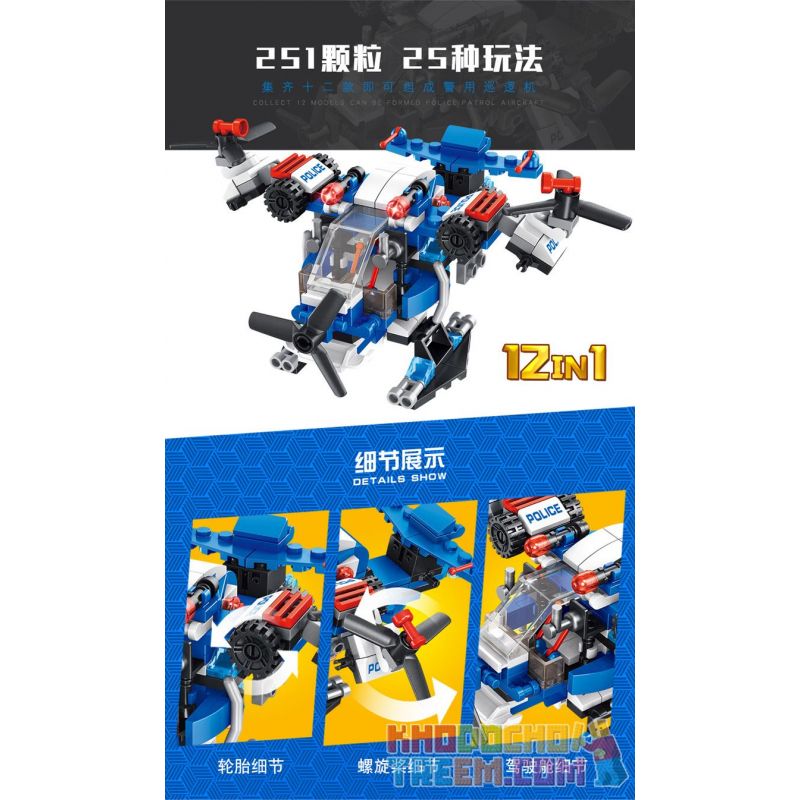 PanlosBrick 681008H 681008I 681008J 681008K 681008L 681008A 681008B 681008C 681008D 681008E 681008F 681008G Panlos Brick 681008H 681008I 681008J 681008K 681008L 681008A 681008B 681008C 681008D 681008E 681008F 681008G non  MÁY BAY TUẦN TRA CẢNH SÁT 12 TRONG bộ đồ chơi xếp lắp ráp ghép mô hình Police 251 khối