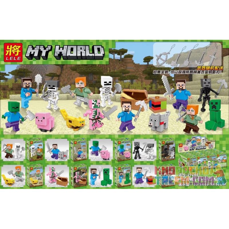 LELE 33268 non Lego 8 NHÂN VẬT NHỎ bộ đồ chơi xếp lắp ráp ghép mô hình Minecraft MY WORLD Game Xây Dựng