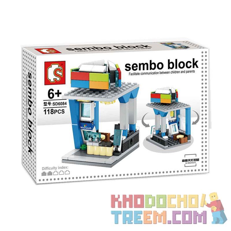 SEMBO WEKKI VIGGI SD6084 6084 non Lego CỬA HÀNG MICROSOFT bộ đồ chơi xếp lắp ráp ghép mô hình Mini Modular SEMBO BLOCK MICROSOFT Đường Phố Thu Nhỏ 118 khối