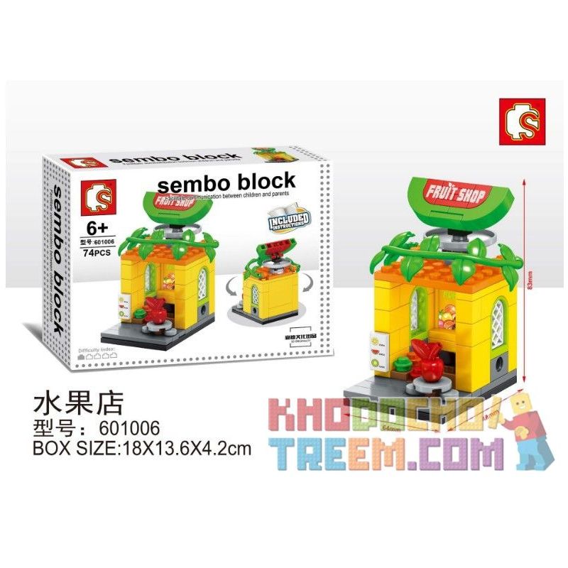 SEMBO WEKKI VIGGI 601006 non Lego CỬA HÀNG HOA QUẢ bộ đồ chơi xếp lắp ráp ghép mô hình Mini Modular SEMBO BLOCK Đường Phố Thu Nhỏ 74 khối