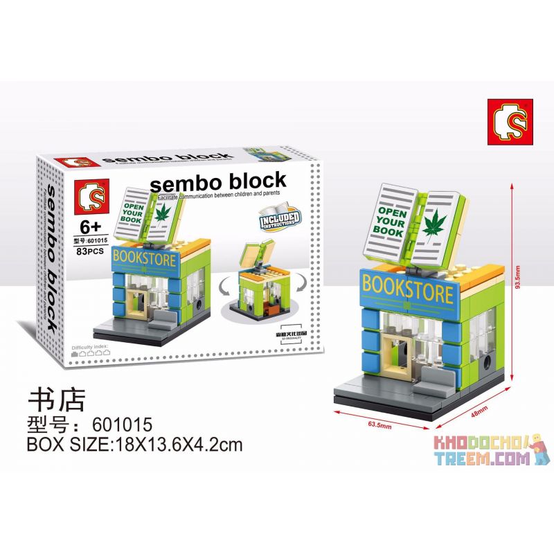 SEMBO WEKKI VIGGI 601015 non Lego HIỆU SÁCH bộ đồ chơi xếp lắp ráp ghép mô hình Mini Modular SEMBO BLOCK BOOKSTORE Đường Phố Thu Nhỏ 83 khối