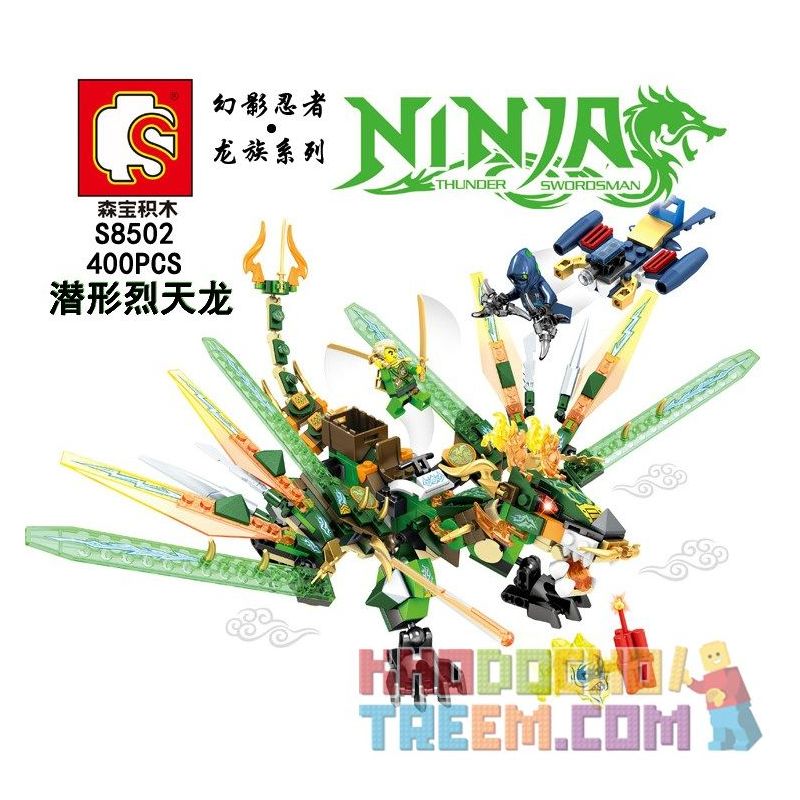 SHENG YUAN SY S8502 8502 non Lego RỒNG HUNG DỮ TIỀM ẨN NINJA bộ đồ chơi xếp lắp ráp ghép mô hình The Lego Ninjago Movie NINJA THUNDER SWORDSMAN Ninja Lốc Xoáy 400 khối