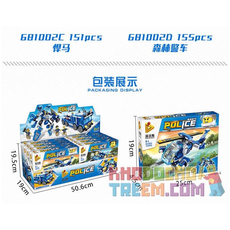 PanlosBrick 681002A 681002B 681002C 681002D Panlos Brick 681002A 681002B 681002C 681002D non  MÁY BAY TUẦN TRA RỪNG XE ĐỊA HÌNH HUMMER CẢNH SÁT bộ đồ chơi xếp lắp ráp ghép mô hình Police 155 khối
