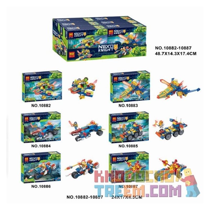 Bela 10882 10883 10884 10885 10886 10887 Lari 10882 10883 10884 10885 10886 10887 non Lego 6 XE TĂNG MINI CỦA HIỆP SĨ NGUYÊN TỐ bộ đồ chơi xếp lắp ráp ghép mô hình Nexo Knights Hiệp Sỹ Nexo