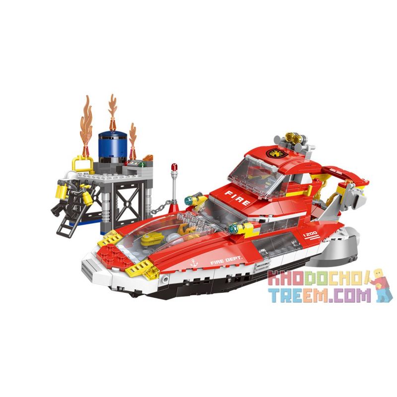XINGBAO XB-14003 14003 XB14003 non Lego TÀU CỨU HỎA BIỂN bộ đồ chơi xếp lắp ráp ghép mô hình Fire Rescure FIRE FIGHTING MARINE BOAT