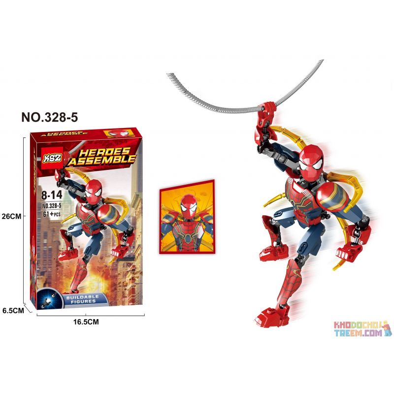 XSZ KSZ 328-5 Xếp hình kiểu Lego TECHNIC Spiderman Người nhện 61 khối XSZ KSZ 328-5 Xếp hình kiểu Lego TECHNIC Spiderman Người nhện 61 khối