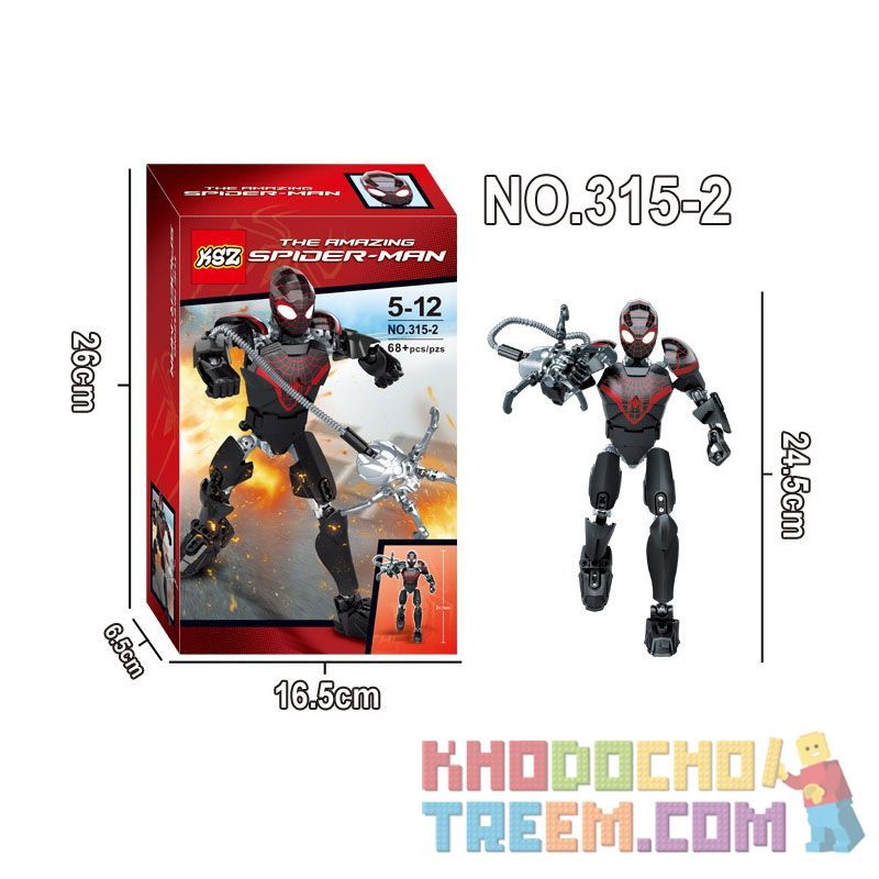 XSZ KSZ 315-2 non Lego NGƯỜI NHỆN ĐEN TUYỆT VỜI bộ đồ chơi xếp lắp ráp ghép mô hình Marvel Super Heroes THE AMAZING SPIDER-MAN Siêu Anh Hùng Marvel 68 khối