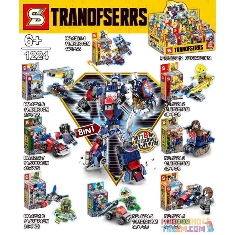 SHENG YUAN SY 1224 non Lego OPTIMUS PRIME MECH 8IN1 KẾT HỢP bộ đồ chơi xếp lắp ráp ghép mô hình Transformers TRANOFSERRS Robot Đại Chiến Người Máy Biến Hình 276 khối