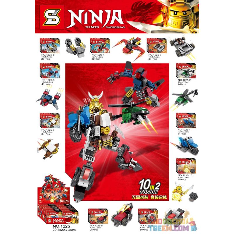 SHENG YUAN SY 1225 non Lego PHANTOM NINJA MECH 8 KẾT HỢP 10IN2 FUNSION bộ đồ chơi xếp lắp ráp ghép mô hình The Lego Ninjago Movie NINJA THUNDER SWORDSMAN Ninja Lốc Xoáy 273 khối