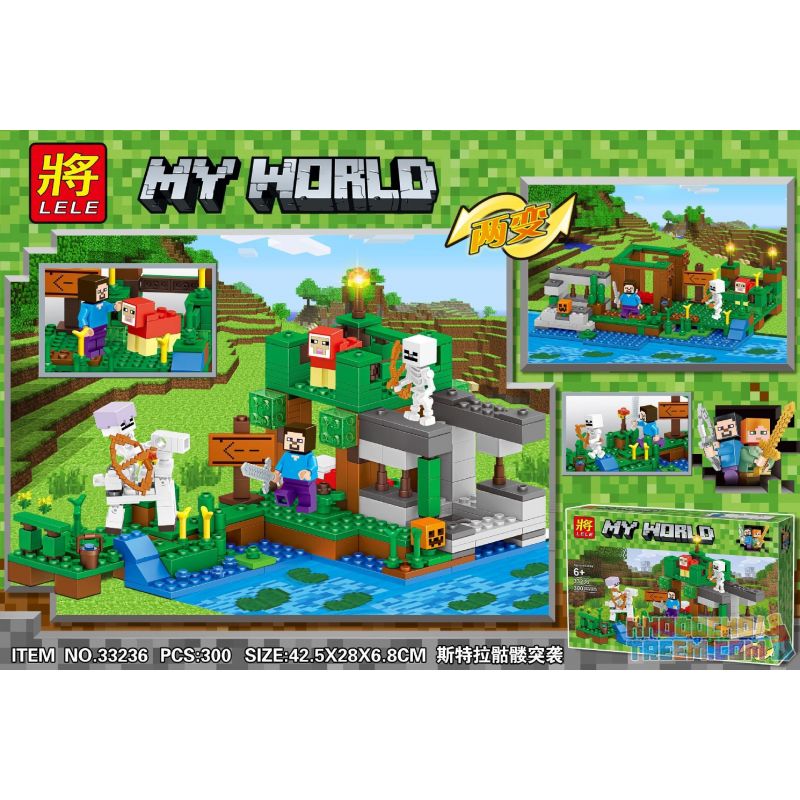 LELE 33236 non Lego QUẢNG TRƯỜNG bộ đồ chơi xếp lắp ráp ghép mô hình Minecraft MY WORLD Game Xây Dựng 300 khối