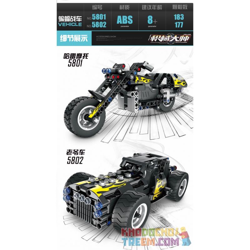 QIHUI 5801 non  XE MÔ TÔ HARLEY KÉO LẠI bộ đồ chơi xếp lắp ráp ghép mô hình  Kỹ Thuật Công Nghệ Cao Mô Hình Phương Tiện 183 khối