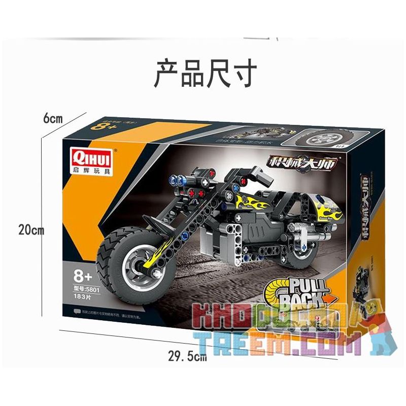QIHUI 5801 non  XE MÔ TÔ HARLEY KÉO LẠI bộ đồ chơi xếp lắp ráp ghép mô hình  Kỹ Thuật Công Nghệ Cao Mô Hình Phương Tiện 183 khối