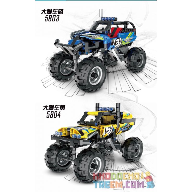 QIHUI 5803 non  XE TẢI MÀU XANH ĐẦU KÉO LÙI bộ đồ chơi xếp lắp ráp ghép mô hình  Kỹ Thuật Công Nghệ Cao Mô Hình Phương Tiện 193 khối