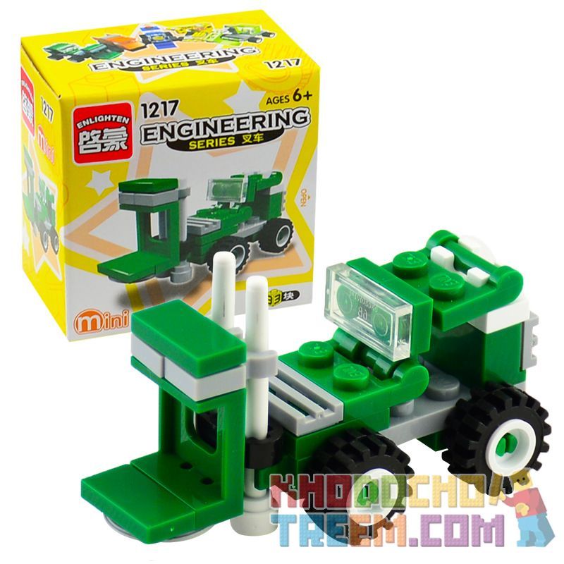 Enlighten 1216 1217 1218 1219 1220 Qman 1216 1217 1218 1219 1220 non  XE CÔNG TRÌNH MINI 5 CẦN CẨU VÀNG NÂNG XANH ỦI XÚC BEN CAM bộ đồ chơi xếp lắp ráp ghép mô hình Mini Modular ENGINEERING Đường Phố Thu Nhỏ 156 khối