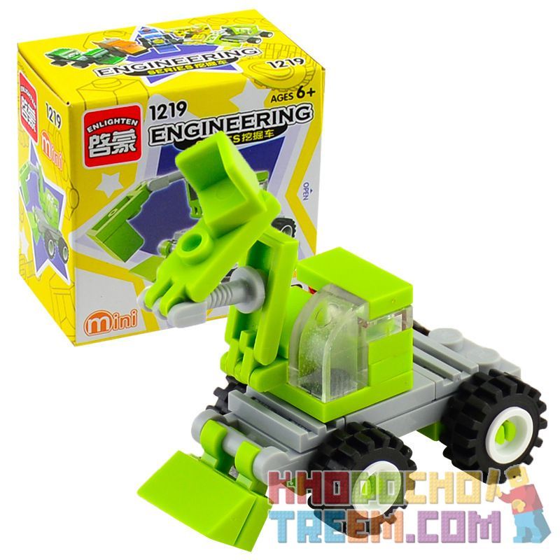 Enlighten 1216 1217 1218 1219 1220 Qman 1216 1217 1218 1219 1220 non  XE CÔNG TRÌNH MINI 5 CẦN CẨU VÀNG NÂNG XANH ỦI XÚC BEN CAM bộ đồ chơi xếp lắp ráp ghép mô hình Mini Modular ENGINEERING Đường Phố Thu Nhỏ 156 khối