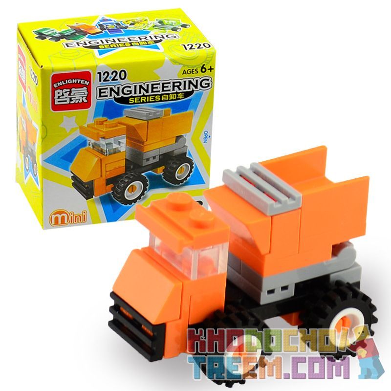 Enlighten 1216 1217 1218 1219 1220 Qman 1216 1217 1218 1219 1220 non  XE CÔNG TRÌNH MINI 5 CẦN CẨU VÀNG NÂNG XANH ỦI XÚC BEN CAM bộ đồ chơi xếp lắp ráp ghép mô hình Mini Modular ENGINEERING Đường Phố Thu Nhỏ 156 khối