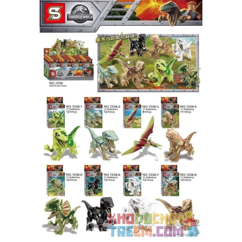 SHENG YUAN SY 1238 1238-1 1238-2 1238-3 1238-4 1238-5 1238-6 1238-7 1238-8 Xếp hình kiểu Lego Dinosaur World Jurassic World 8 Dinosaurs 8 Con Khủng Long gồm 8 hộp nhỏ 83 khối SHENG YUAN SY 1238 1238-1 1238-2 1238-3 1238-4 1238-5 1238-6 1238-7 1238-8 Xếp hình kiểu Lego Dinosaur World Jurassic World 8 Dinosaurs 8 Con Khủng Long gồm 8 hộp nhỏ 83 khối