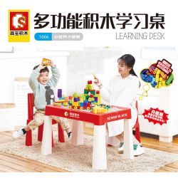 SEMBO 1666 non  BÀN HỌC ĐA NĂNG bộ đồ chơi xếp lắp ráp ghép mô hình Gear LEARNING DESK Đồ Lắp Ghép