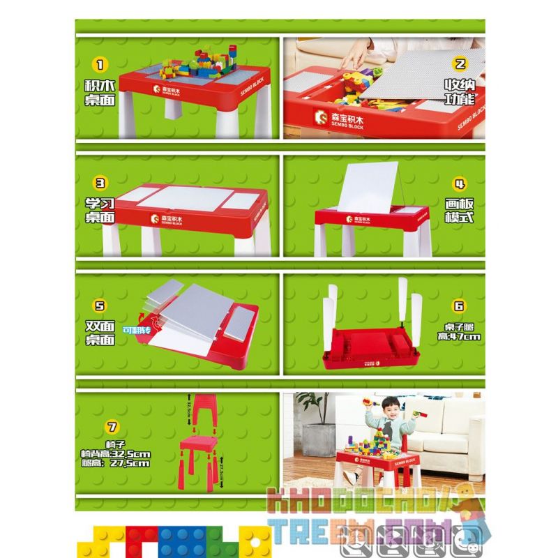 SEMBO 1666 non  BÀN HỌC ĐA NĂNG bộ đồ chơi xếp lắp ráp ghép mô hình Gear LEARNING DESK Đồ Lắp Ghép