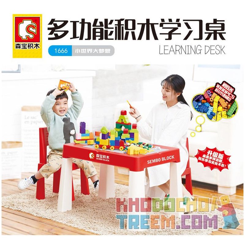 SEMBO 1666 non  BÀN HỌC ĐA NĂNG bộ đồ chơi xếp lắp ráp ghép mô hình Gear LEARNING DESK Đồ Lắp Ghép