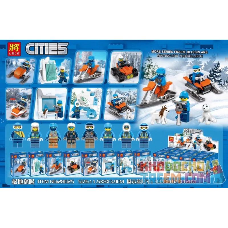LELE 28025 non Lego 8 LOẠI XE MINIFIGURE THÁM HIỂM ĐỊA CỰC bộ đồ chơi xếp lắp ráp ghép mô hình City Thành Phố