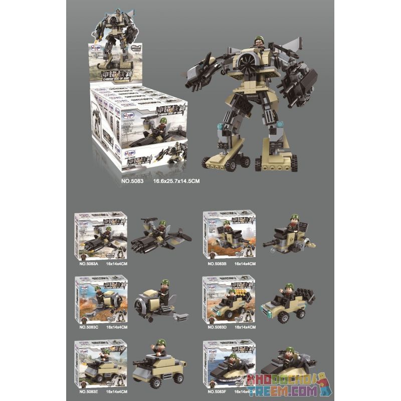 WINNER 5083 5083A 5083B 5083C 5083D 5083E 5083F Xếp hình kiểu Lego MILITARY ARMY Charge God Of War Six In One Mech Charge God of War Six trong một Mech gồm 6 hộp nhỏ WINNER 5083 5083A 5083B 5083C 5083D 5083E 5083F Xếp hình kiểu Lego MILITARY ARMY Charge God Of War Six In One Mech Charge God of War Six trong một Mech gồm 6 hộp nhỏ