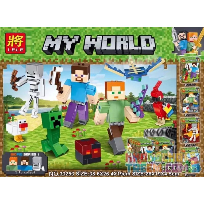LELE 33253-4 non Lego CÂY LEO ĐÁNG SỢ bộ đồ chơi xếp lắp ráp ghép mô hình Minecraft CREEPER Game Xây Dựng 158 khối