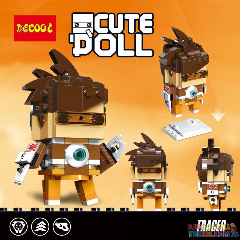 JISI 6852 non Lego NGƯỜI TRUY TÌM bộ đồ chơi xếp lắp ráp ghép mô hình Brickheadz CUTEDOLL TRACER Nhân Vật Đầu To 164 khối