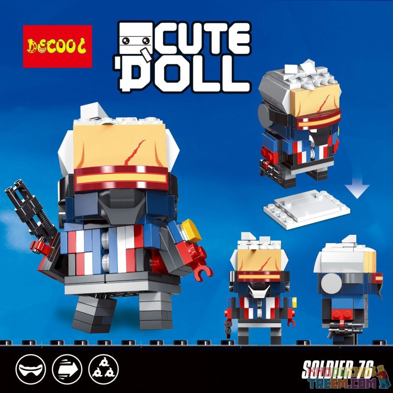 Decool 6854 Jisi 6854 Xếp hình kiểu Lego BRICKHEADZ Soldier 76 Người lính 76 120 khối Decool 6854 Jisi 6854 Xếp hình kiểu Lego BRICKHEADZ Soldier 76 Người lính 76 120 khối