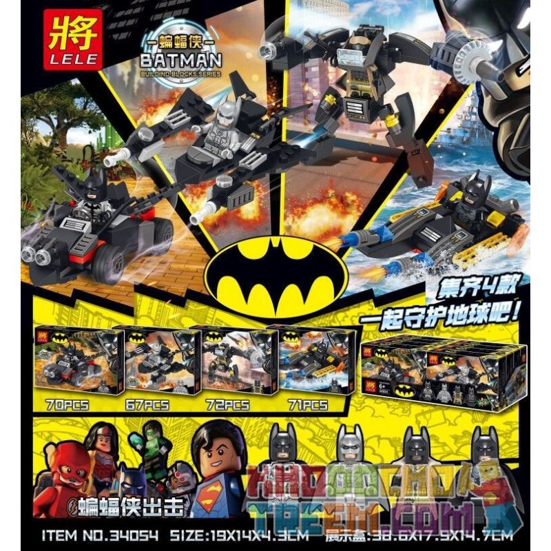 LELE 34054 non Lego BATMAN TẤN CÔNG 4 BỘ MINIFIGURE bộ đồ chơi xếp lắp ráp ghép mô hình Super Heroes Siêu Nhân Anh Hùng 280 khối