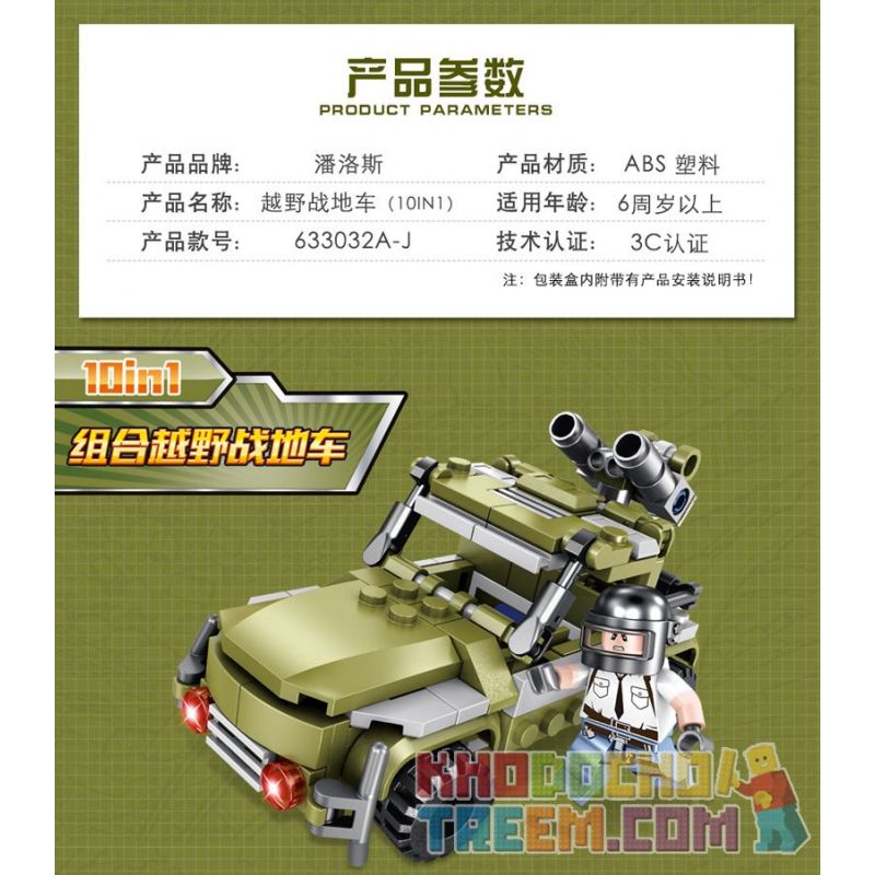 PanlosBrick 633032A 633032B 633032C 633032D 633032E 633032F 633032G 633032H 633032I 633032J Panlos Brick 633032A 633032B 633032C 633032D 633032E 633032F 633032G 633032H 633032I 633032J non  10 LOẠI XE CHIẾN ĐẤU ĐỊA HÌNH bộ đồ chơi xếp lắp ráp ghép mô hình Military Army JEEPCHARIQT Quân Sự Bộ Đội 215 khối