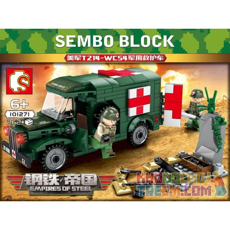 SEMBO 101271 Xếp hình kiểu Lego EMPIRES OF STEEL Empires Of Steel Xe cứu thương quân sự T214-WC54 của Quân đội Hoa Kỳ 262 khối SEMBO 101271 Xếp hình kiểu Lego EMPIRES OF STEEL Empires Of Steel Xe cứu thương quân sự T214-WC54 của Quân đội Hoa Kỳ 262 khối