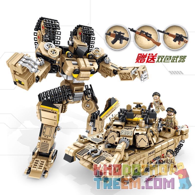 PanlosBrick 621020 Panlos Brick 621020 non  XE TĂNG CHIẾN ĐẤU CHỦ LỰC M1A2 bộ đồ chơi xếp lắp ráp ghép mô hình Transformers SUPER DEFORMATION M1A2 MAIN BATTLE TANK Robot Đại Chiến Người Máy Biến Hình 810 khối