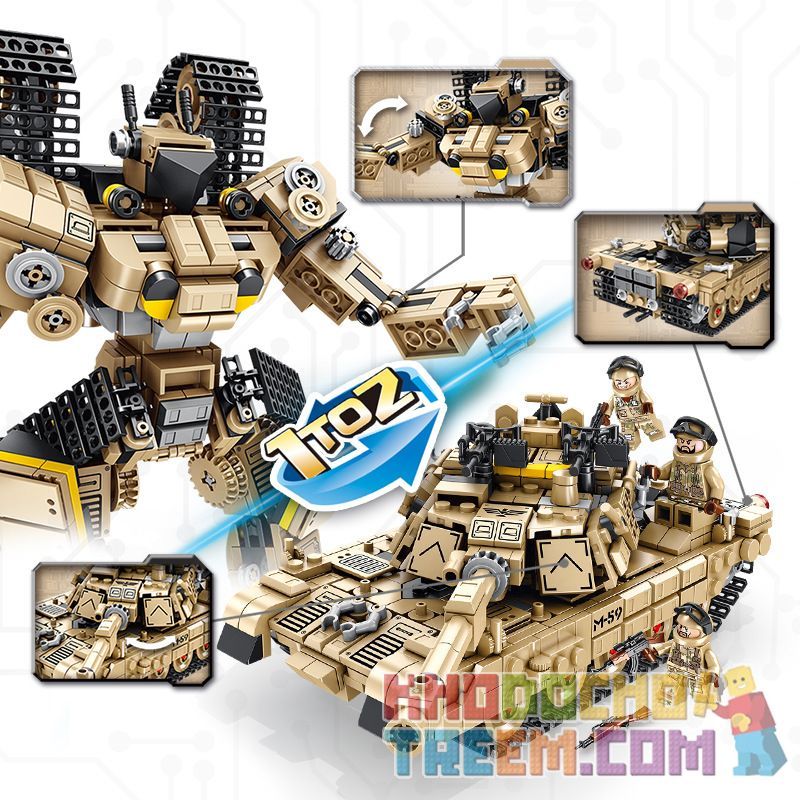 PanlosBrick 621020 Panlos Brick 621020 non  XE TĂNG CHIẾN ĐẤU CHỦ LỰC M1A2 bộ đồ chơi xếp lắp ráp ghép mô hình Transformers SUPER DEFORMATION M1A2 MAIN BATTLE TANK Robot Đại Chiến Người Máy Biến Hình 810 khối