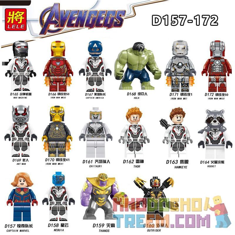 LELE 34095 non Lego BỘ SƯU TẬP 16 MÔ HÌNH NHÂN VẬT AVENGERS 4 bộ đồ chơi xếp lắp ráp ghép mô hình Super Heroes Siêu Nhân Anh Hùng