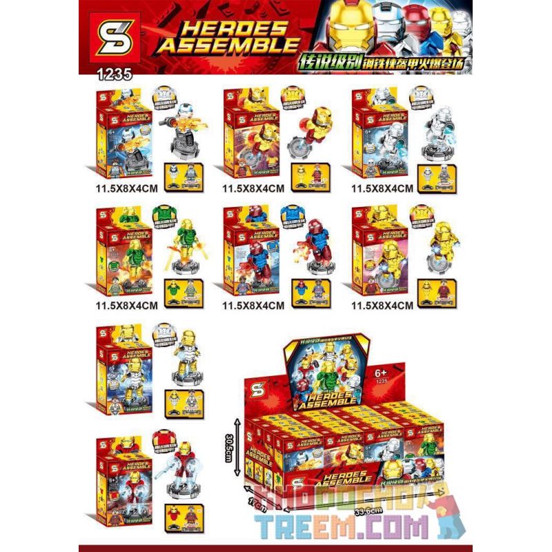 SHENG YUAN SY 1235 non Lego MẠ ĐIỆN IRON MAN MINIFIGURE 8 KIỂU bộ đồ chơi xếp lắp ráp ghép mô hình Super Heroes HEROES ASSMBLE Siêu Nhân Anh Hùng