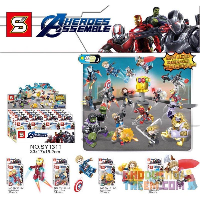 SHENG YUAN SY SY1311 1311 non Lego AVENGERS 4 MINIFIGURE 16 MÔ HÌNH bộ đồ chơi xếp lắp ráp ghép mô hình Super Heroes AHEROES ASSEMBLE Siêu Nhân Anh Hùng