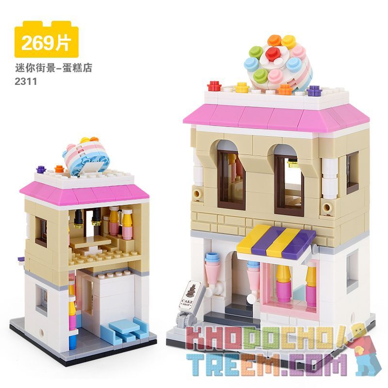 DR.LUCK 2311 WANGE 2311 Xếp hình kiểu Lego MINI MODULAR Cake Shop Cửa hàng bánh nhỏ-Chế độ xem phố 269 khối DR.LUCK 2311 WANGE 2311 Xếp hình kiểu Lego MINI MODULAR Cake Shop Cửa hàng bánh nhỏ-Chế độ xem phố 269 khối