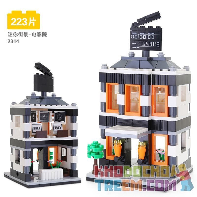 WANGE 2314 non Lego CHẾ ĐỘ XEM PHỐ NHỎ-RẠP CHIẾU PHIM bộ đồ chơi xếp lắp ráp ghép mô hình Mini Modular CINEMA Đường Phố Thu Nhỏ 223 khối