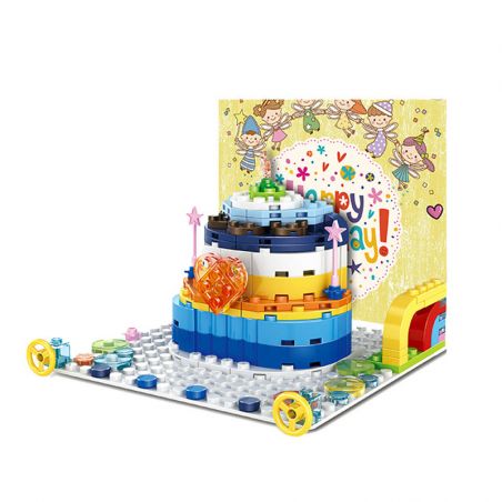 WANGE 2100 non  THIỆP SINH NHẬT bộ đồ chơi xếp lắp ráp ghép mô hình Seasonal HAPPY BIRTHDAY! Mùa Lễ Hội 138 khối