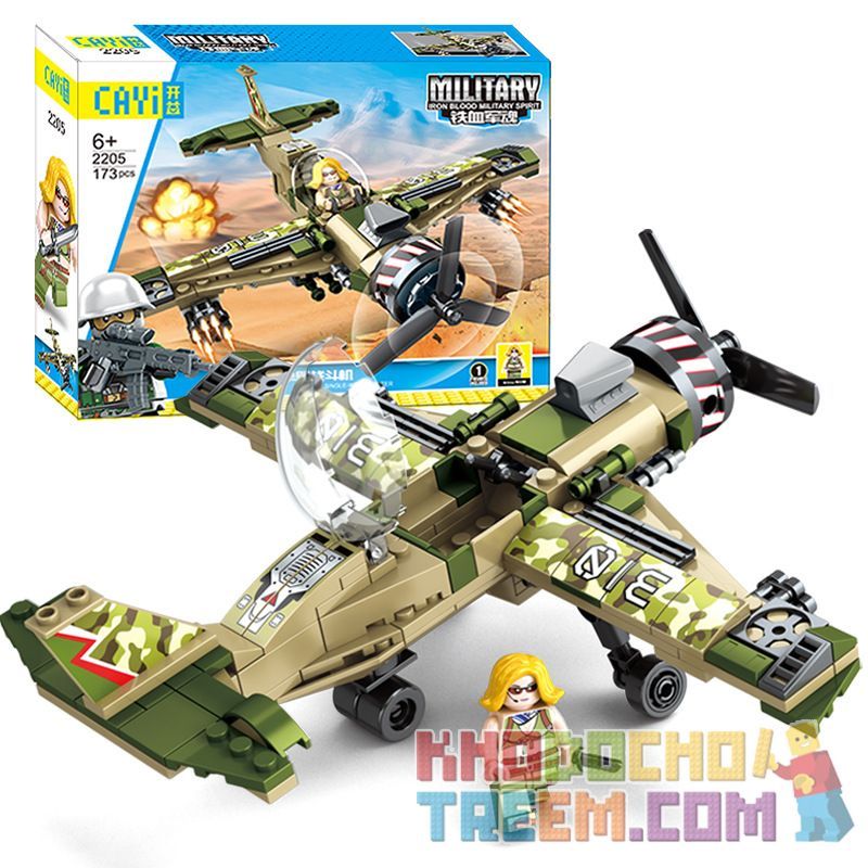 CAYI 2205 Xếp hình kiểu Lego Iron Blood Military Spirit Iron Blood Military Spirit Single Wing Fighter Jagged Soul Monoplane Fighter Máy Bay Chiến Đấu Một Cánh 173 khối