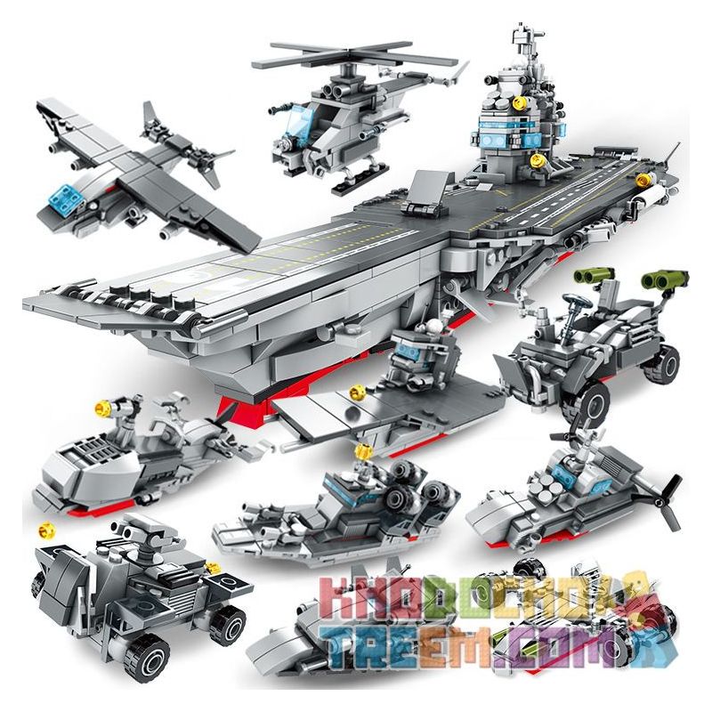 CAYI 2211 non Lego 8 TỔ HỢP TÀU SÂN BAY CHẠY BẰNG NĂNG LƯỢNG HẠT NHÂN bộ đồ chơi xếp lắp ráp ghép mô hình Iron Blood Military Spirit 953 khối