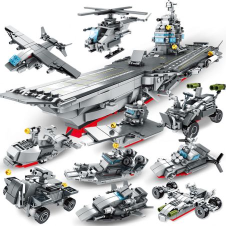 CAYI 2211 non  8 TỔ HỢP TÀU SÂN BAY CHẠY BẰNG NĂNG LƯỢNG HẠT NHÂN bộ đồ chơi xếp lắp ráp ghép mô hình Iron Blood Military Spirit 953 khối