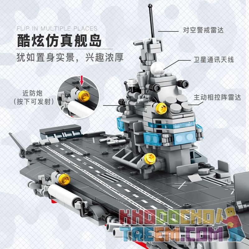 CAYI 2211 non  8 TỔ HỢP TÀU SÂN BAY CHẠY BẰNG NĂNG LƯỢNG HẠT NHÂN bộ đồ chơi xếp lắp ráp ghép mô hình Iron Blood Military Spirit 953 khối