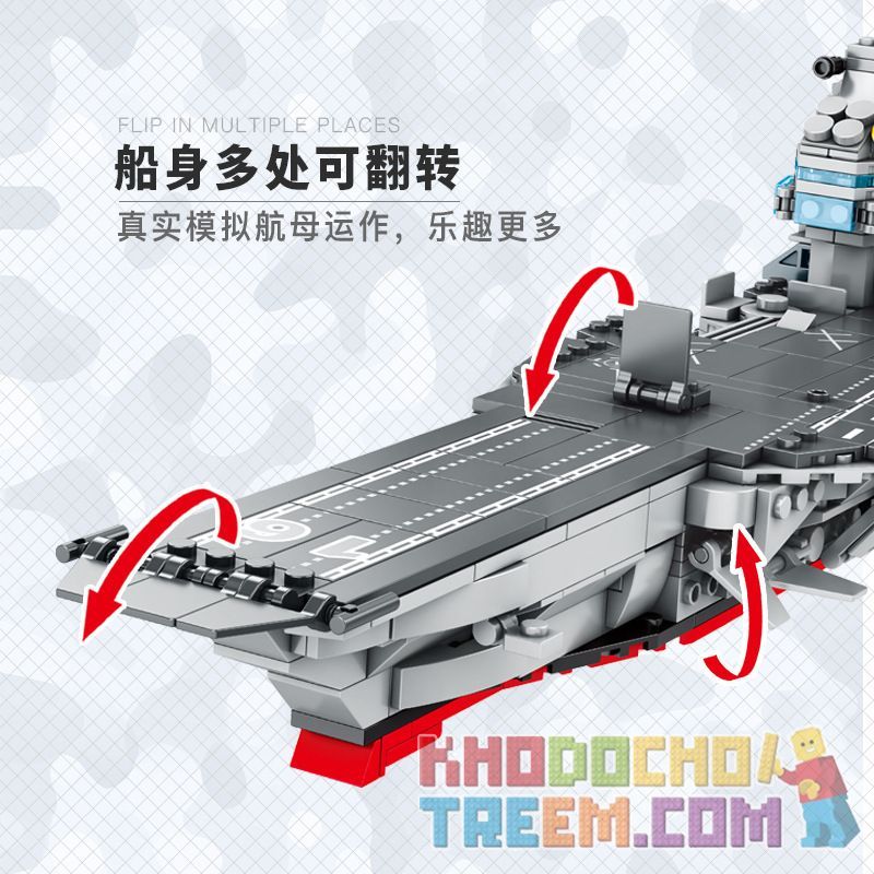 CAYI 2211 non  8 TỔ HỢP TÀU SÂN BAY CHẠY BẰNG NĂNG LƯỢNG HẠT NHÂN bộ đồ chơi xếp lắp ráp ghép mô hình Iron Blood Military Spirit 953 khối